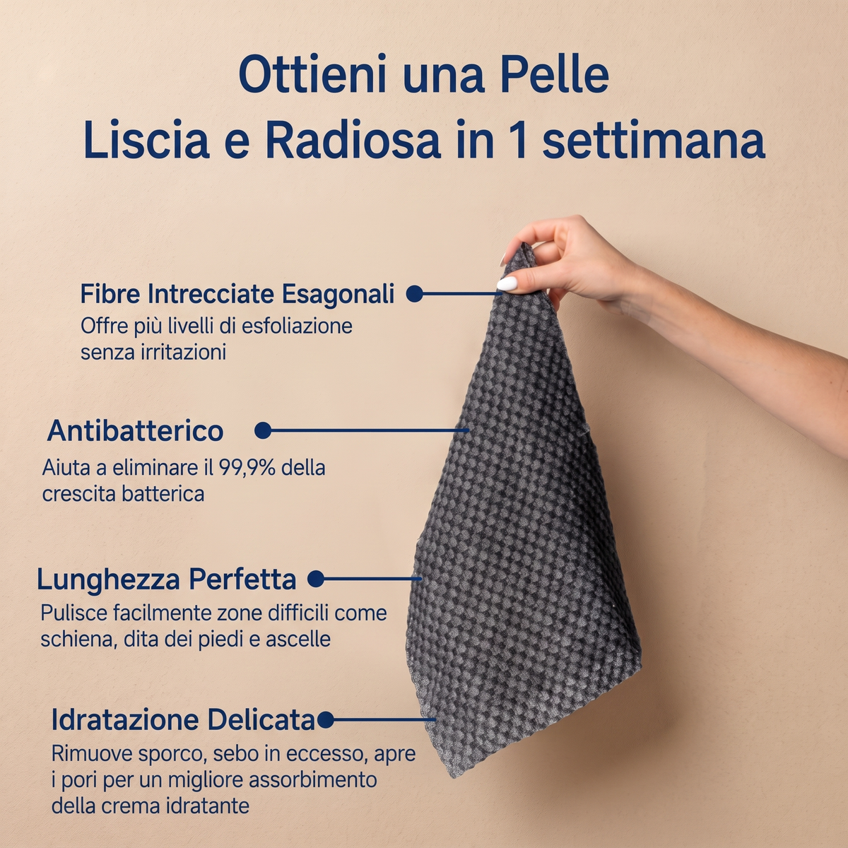 Asciugamano Esfoliante Nessa – Pelle più liscia, doccia dopo doccia