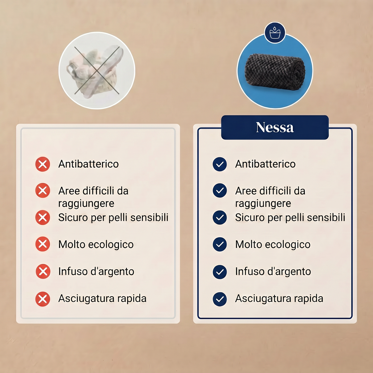 Asciugamano Esfoliante Nessa – Pelle più liscia, doccia dopo doccia